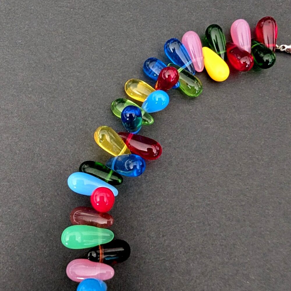 Arty multi color glass collar necklace - Picture 7 of 13